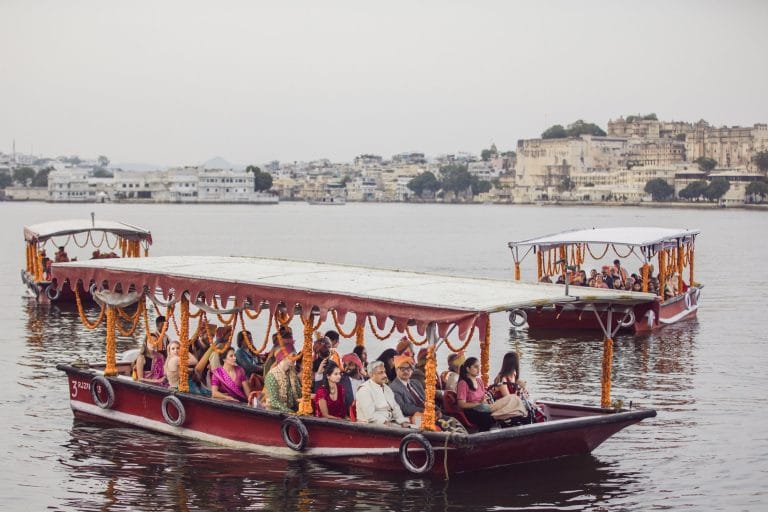 Wedding photoshoot at Gangaur Ghat, Udaipur — a favorite couple spot
