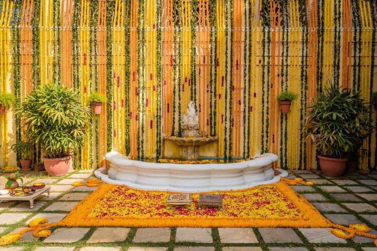 Traditional haldi ceremony decor — Desert Pearl Weddings