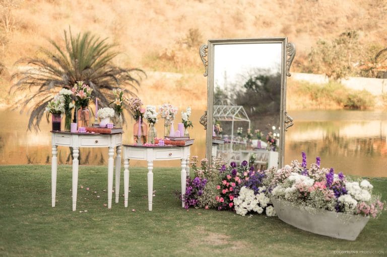 Outdoor wedding decor setup — Desert Pearl Weddings