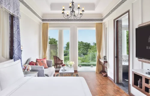 Suite with private balcony and lake view at Raffles Udaipur